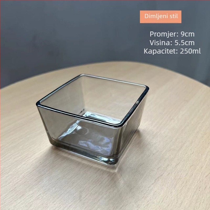 Kvadratična staklena zdjela za deserte, moderni minimalistički dizajn, tiskano logo, prilagodljivo