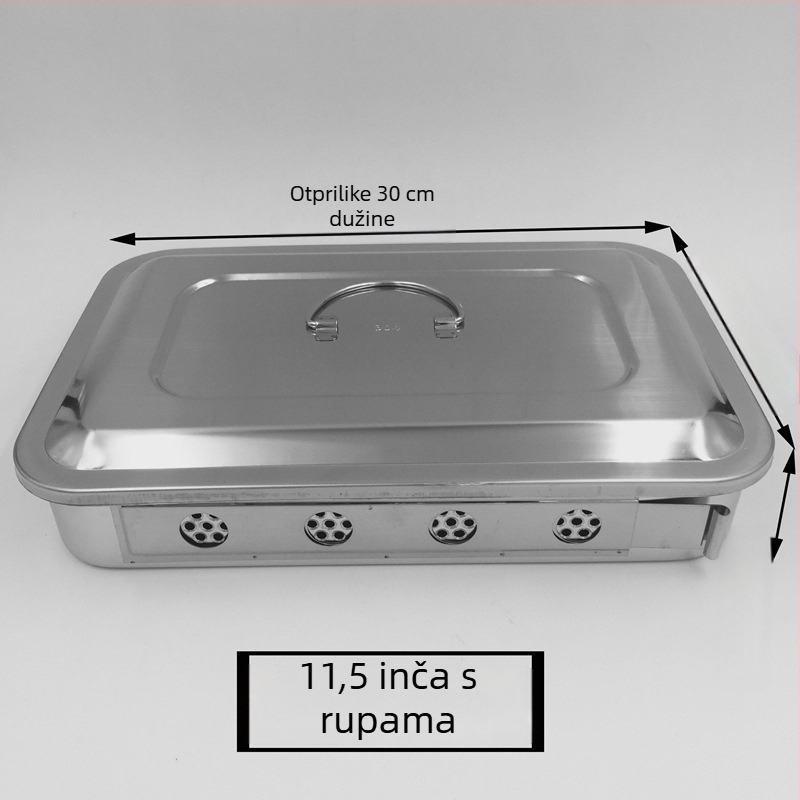 Kutija za sterilizaciju od nehrđajućeg čelika 304 s poklopcem – kvadratni pladanj za instrumente (Jinbokang)