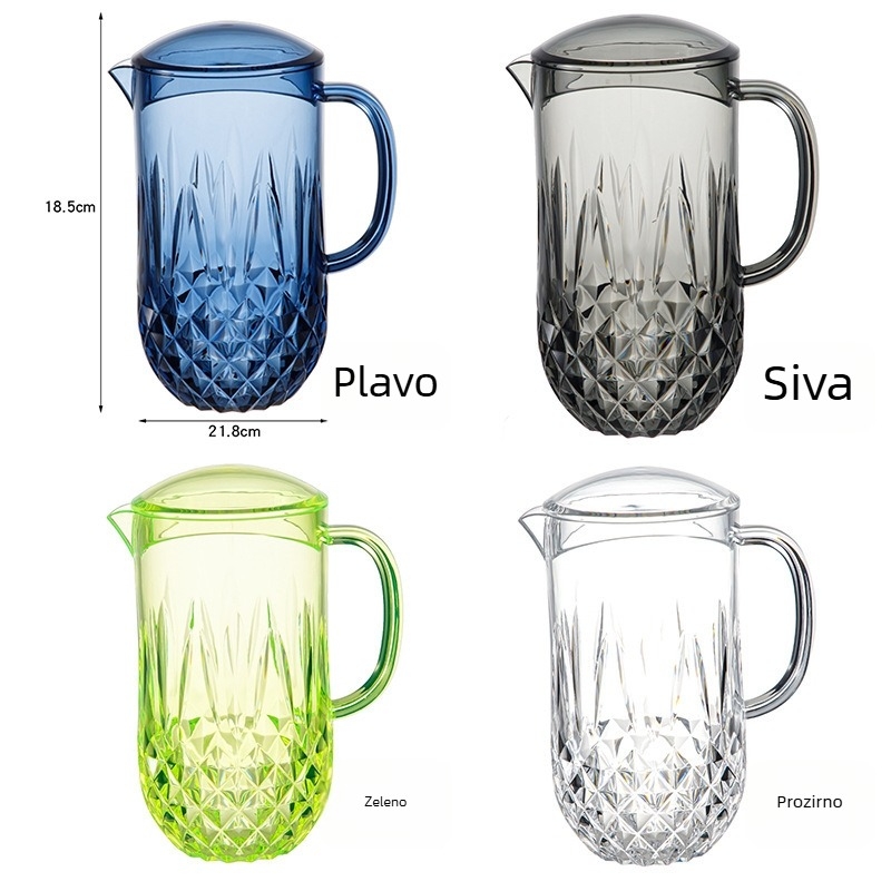 6-dijelni PS set za vodu, izgled stakla, otporan na padove: boca za hladnu vodu, posuda za vodu, šalice i zdjela