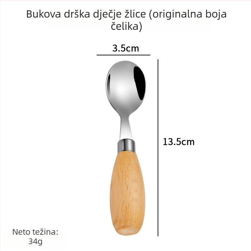 Hongjunda 304 nehrđajući čelik dječji pribor – žlica i vilica, minimalistički stil, za djecu od 6 mjeseci