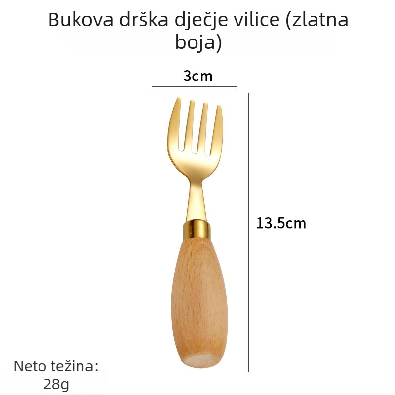 Hongjunda 304 nehrđajući čelik dječji pribor – žlica i vilica, minimalistički stil, za djecu od 6 mjeseci