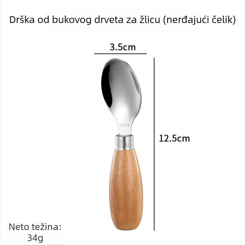 Hongjunda 304 nehrđajući čelik dječji pribor – žlica i vilica, minimalistički stil, za djecu od 6 mjeseci