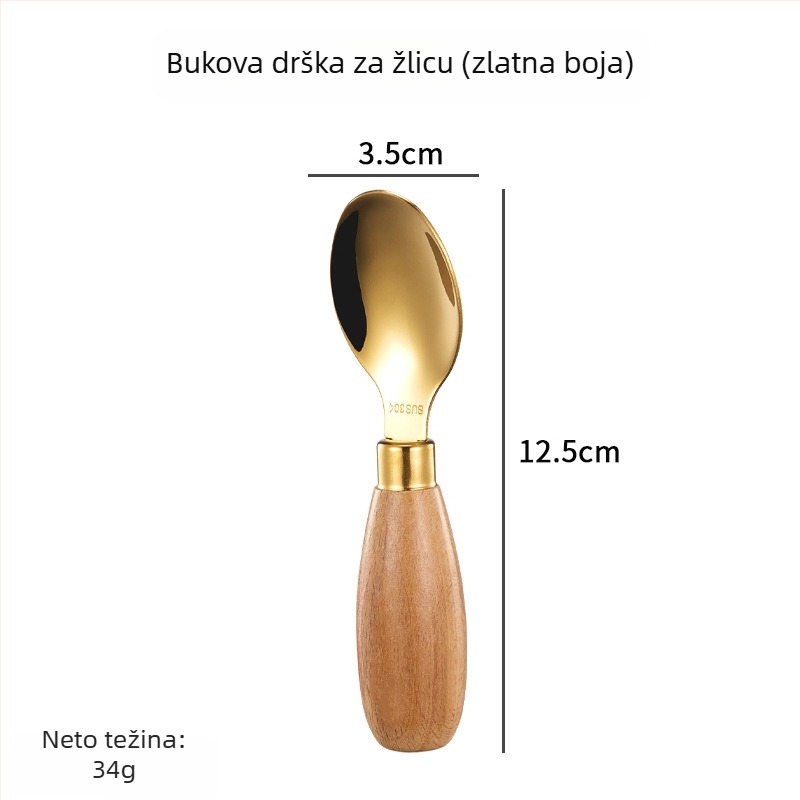 Hongjunda 304 nehrđajući čelik dječji pribor – žlica i vilica, minimalistički stil, za djecu od 6 mjeseci