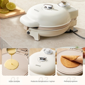 Električni waffle maker Vantage Vbd015c s dvostrukim grijanjem, 750W