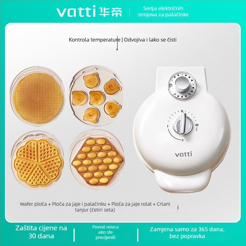 Električni waffle maker Vantage Vbd015c s dvostrukim grijanjem, 750W