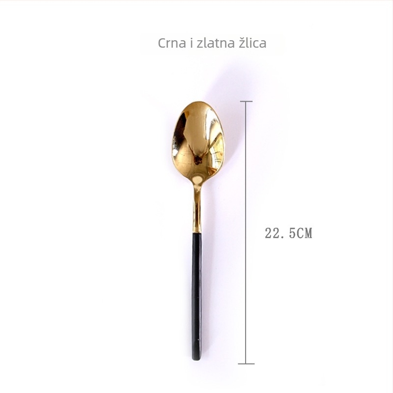 Set noževa, vilica i žlica od 304 nehrđajućeg čelika — zapadni stil stolnog posuđa, europski stil noža i vilice, ogledni sjaj, moderan minimalistički dizajn