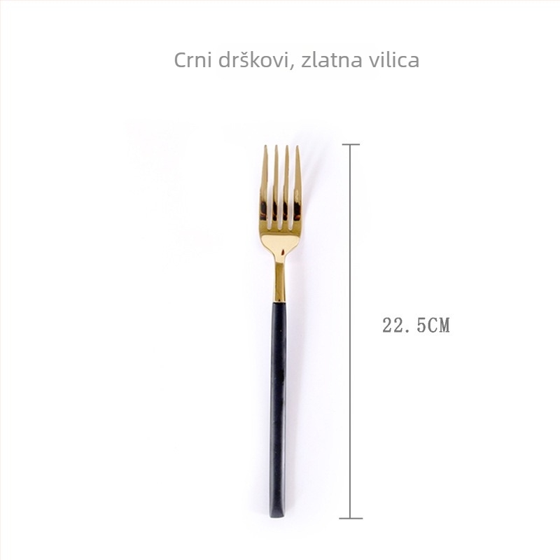 Set noževa, vilica i žlica od 304 nehrđajućeg čelika — zapadni stil stolnog posuđa, europski stil noža i vilice, ogledni sjaj, moderan minimalistički dizajn