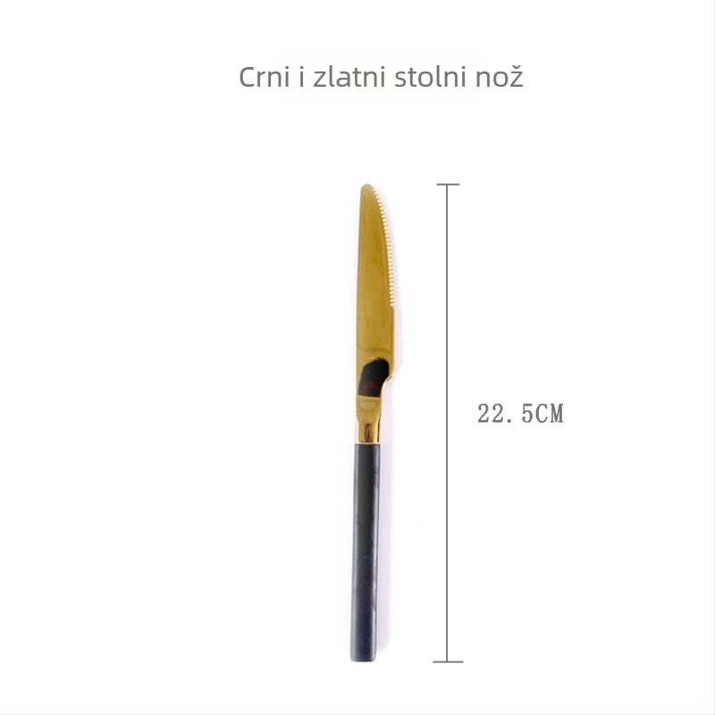 Set noževa, vilica i žlica od 304 nehrđajućeg čelika — zapadni stil stolnog posuđa, europski stil noža i vilice, ogledni sjaj, moderan minimalistički dizajn