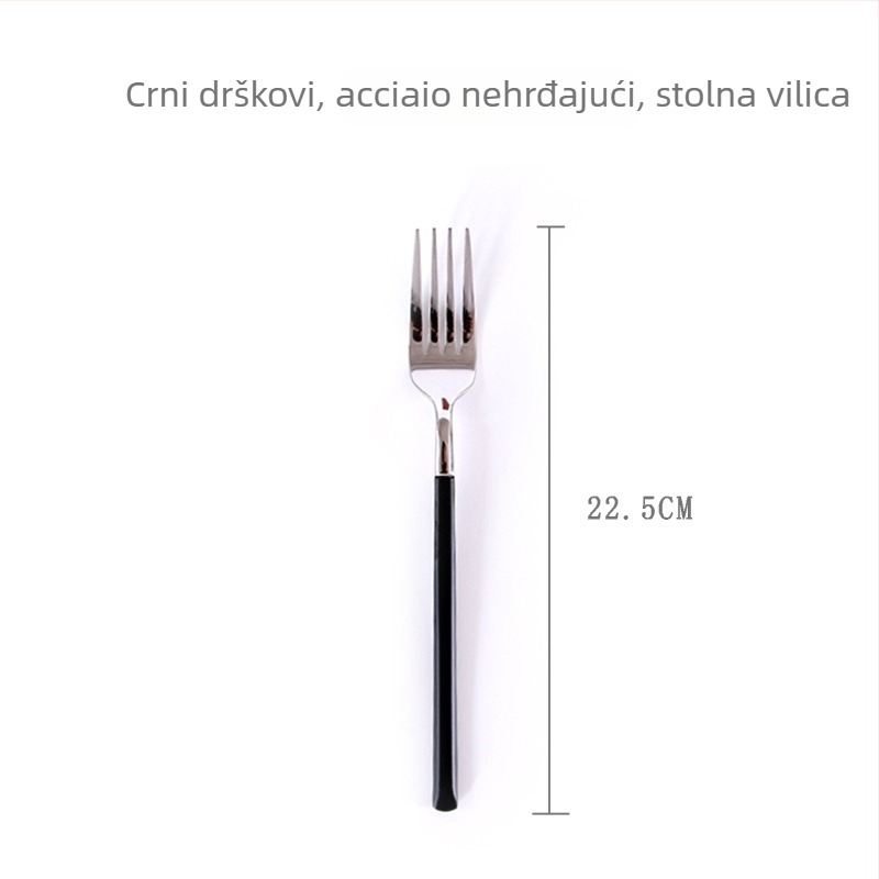 Set noževa, vilica i žlica od 304 nehrđajućeg čelika — zapadni stil stolnog posuđa, europski stil noža i vilice, ogledni sjaj, moderan minimalistički dizajn