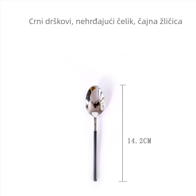 Set noževa, vilica i žlica od 304 nehrđajućeg čelika — zapadni stil stolnog posuđa, europski stil noža i vilice, ogledni sjaj, moderan minimalistički dizajn