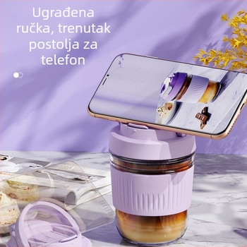 Staklena čaša sa slamkom, prijenosna čaša za sok sa zatvaračem, nepretiekajuće, otisak logotipa, pogodna za djecu