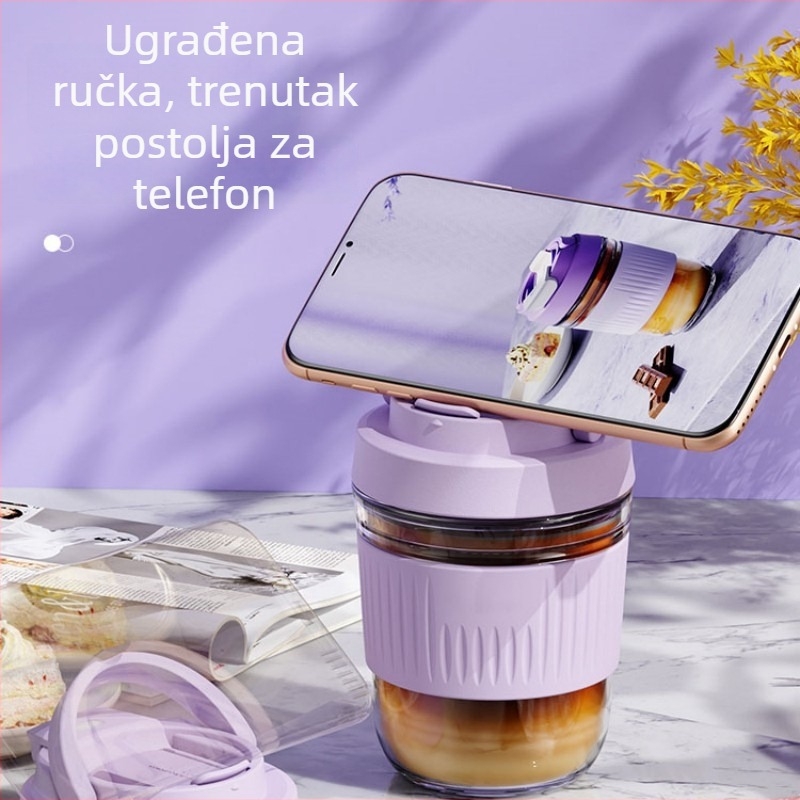 Staklena čaša sa slamkom, prijenosna čaša za sok sa zatvaračem, nepretiekajuće, otisak logotipa, pogodna za djecu