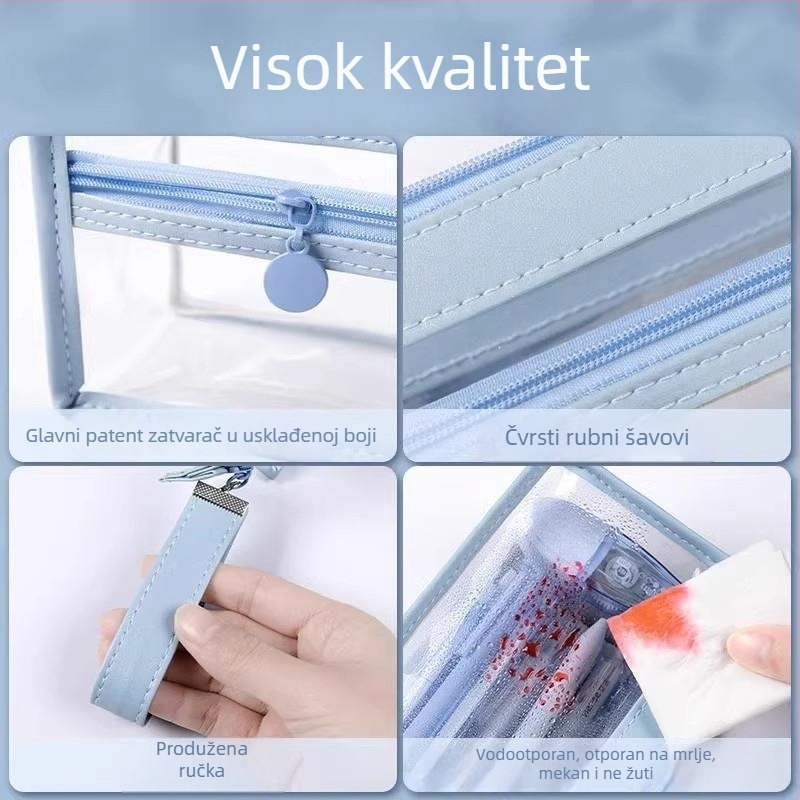 Prozirna pernica za ispite, velika kapaciteta, višenamjenska, prijenosna