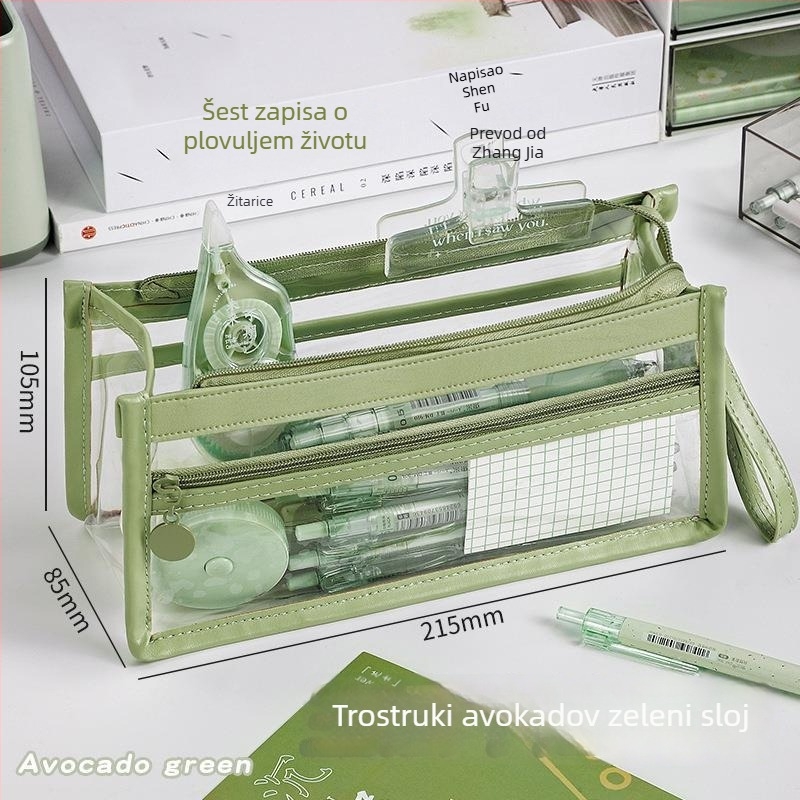 Prozirna pernica za ispite, velika kapaciteta, višenamjenska, prijenosna