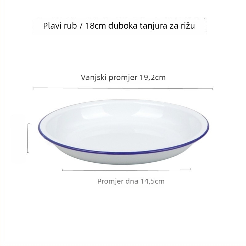 Porcelanska okrugla zdjela, jednobojni uzorak, japanski stil, površina ispod glazure