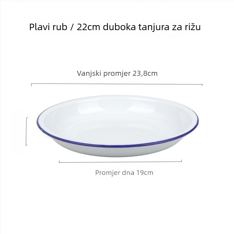 Porcelanska okrugla zdjela, jednobojni uzorak, japanski stil, površina ispod glazure