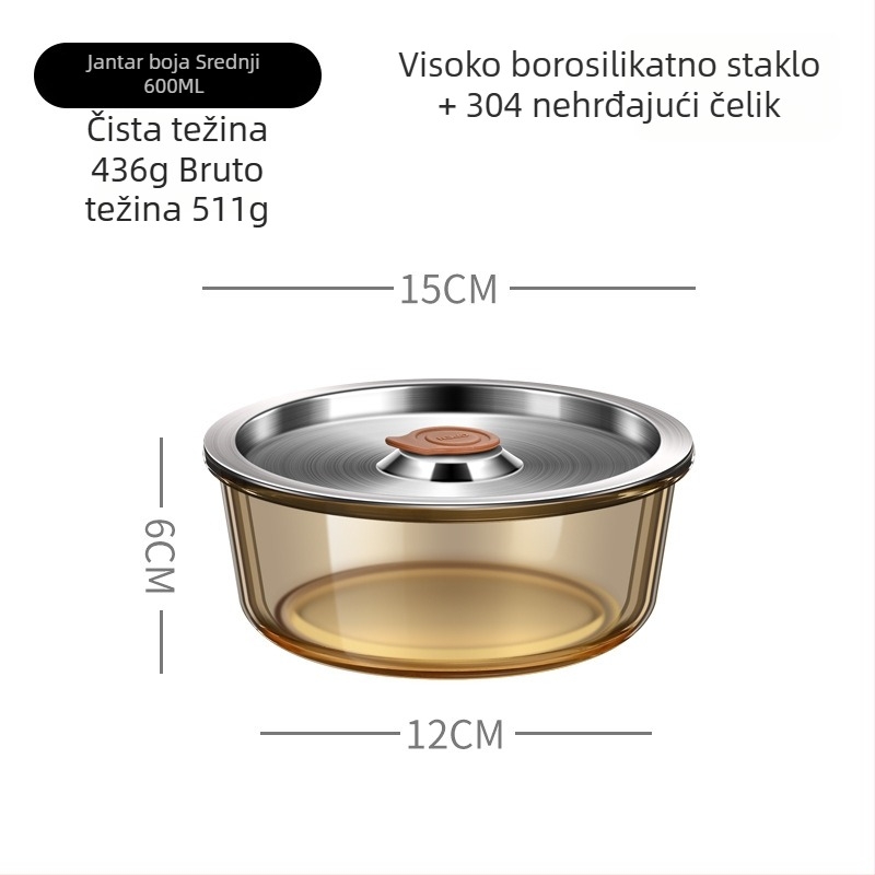 Staklena zdjela za parenje jaja s poklopcem, borosilikatno staklo, mikrovalna sigurnost, mogućnost ispisa logotipa, okrugli oblik, jednostavan suvremen stil