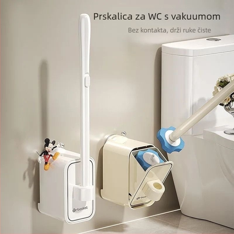 Jednokratni set četke za zahod sa usisnim držačem, zidni montáž, plastika, lagani luksuz stil