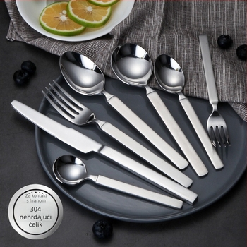 Trodjelni set pribora: nož, vilica, žlica od 304 nehrđajućeg čelika, debeli dizajn, ogledni završetak, zapadnjački stil