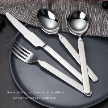 Trodjelni set pribora: nož, vilica, žlica od 304 nehrđajućeg čelika, debeli dizajn, ogledni završetak, zapadnjački stil
