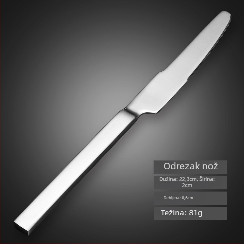 Trodjelni set pribora: nož, vilica, žlica od 304 nehrđajućeg čelika, debeli dizajn, ogledni završetak, zapadnjački stil