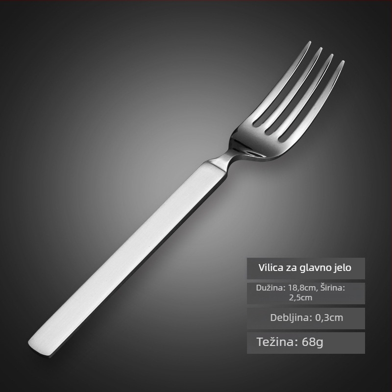 Trodjelni set pribora: nož, vilica, žlica od 304 nehrđajućeg čelika, debeli dizajn, ogledni završetak, zapadnjački stil
