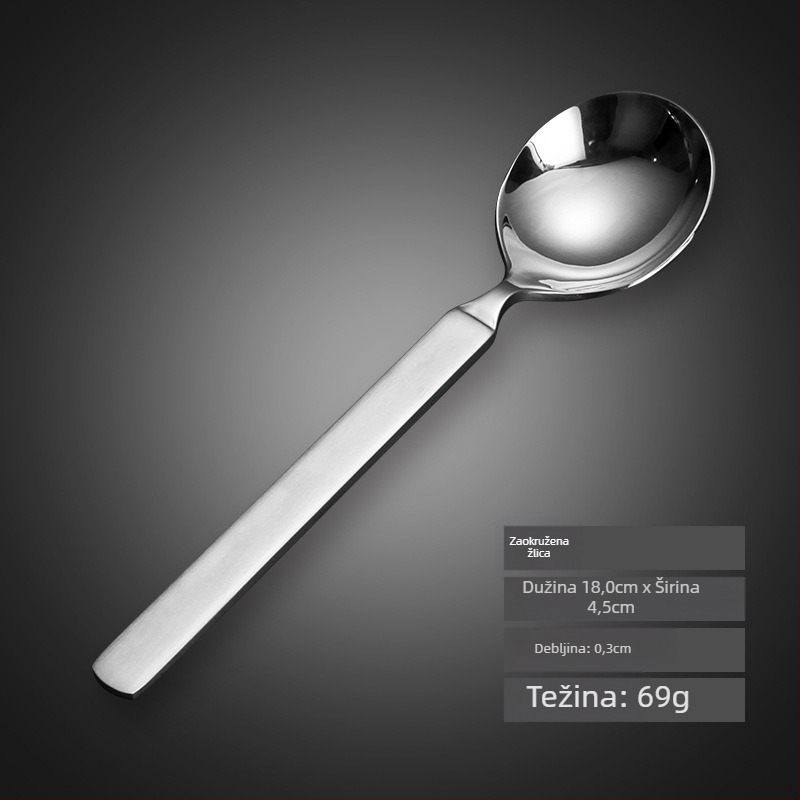 Trodjelni set pribora: nož, vilica, žlica od 304 nehrđajućeg čelika, debeli dizajn, ogledni završetak, zapadnjački stil