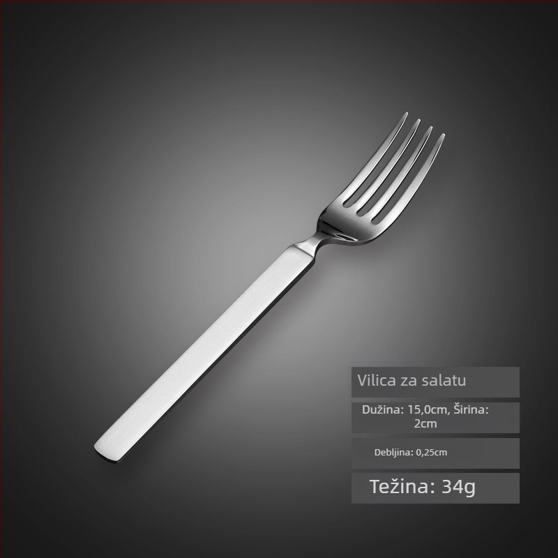 Trodjelni set pribora: nož, vilica, žlica od 304 nehrđajućeg čelika, debeli dizajn, ogledni završetak, zapadnjački stil