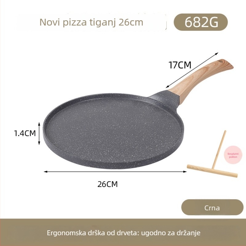 Tiganj za doručak – jaja i palačinke, s antiadhesivnim premazom, aluminijska legura, ravno dno, trostruko dno, kompatibilan sa svim štednjacima