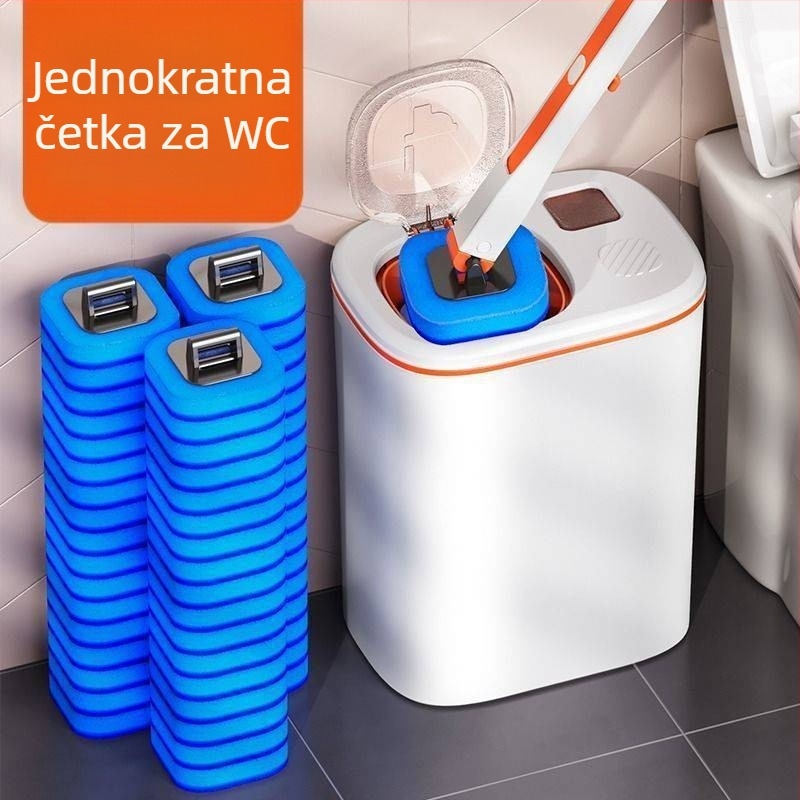 Jednokratni set četke za WC, zidni, za japansku kupaonicu, s zamjenjivom glavom, plastična konstrukcija