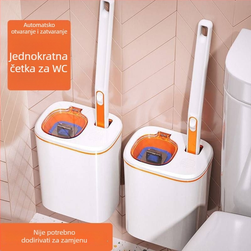Jednokratni set četke za WC, zidni, za japansku kupaonicu, s zamjenjivom glavom, plastična konstrukcija