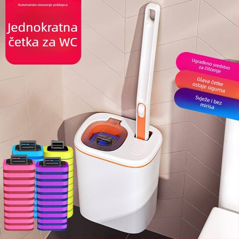 Jednokratni set četke za WC, zidni, za japansku kupaonicu, s zamjenjivom glavom, plastična konstrukcija