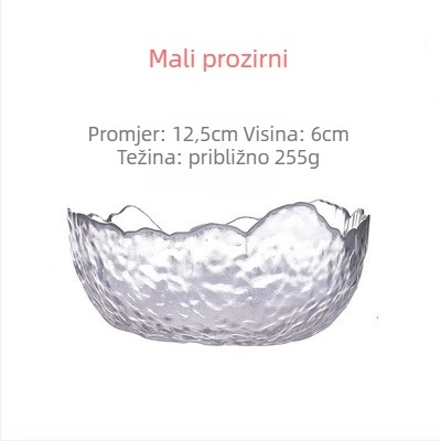 Japanski stil zdjela za salatu od teksturiranog stakla (prozračna, nepravilnog oblika, Glacier uzorak, pogodna za mikrovalnu pećnicu, površina ručno oslikana)