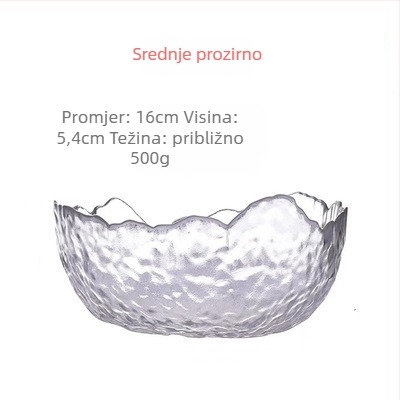 Japanski stil zdjela za salatu od teksturiranog stakla (prozračna, nepravilnog oblika, Glacier uzorak, pogodna za mikrovalnu pećnicu, površina ručno oslikana)