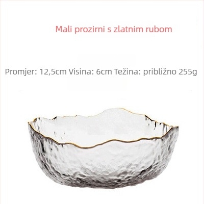 Japanski stil zdjela za salatu od teksturiranog stakla (prozračna, nepravilnog oblika, Glacier uzorak, pogodna za mikrovalnu pećnicu, površina ručno oslikana)