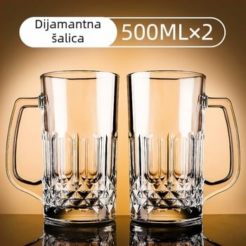 Staklena čaša za pivo, s drškom, kapacitet 500 ml, mogućnost prilagodbe