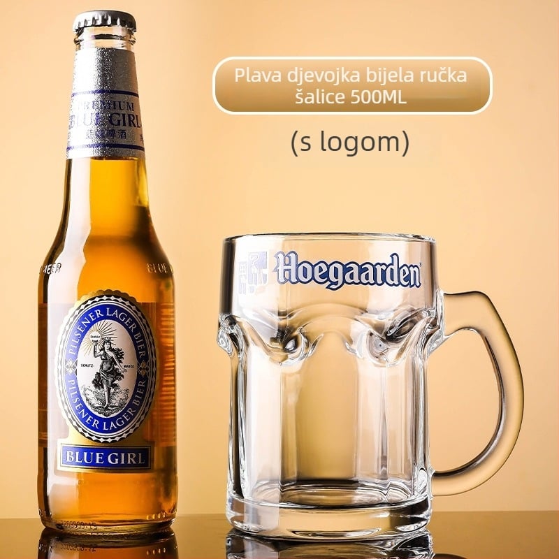Staklena čaša za pivo, s drškom, kapacitet 500 ml, mogućnost prilagodbe