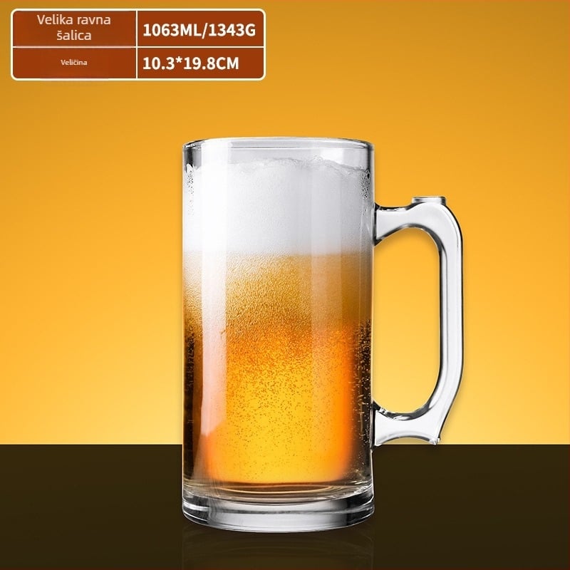 Staklena čaša za pivo, s drškom, kapacitet 500 ml, mogućnost prilagodbe
