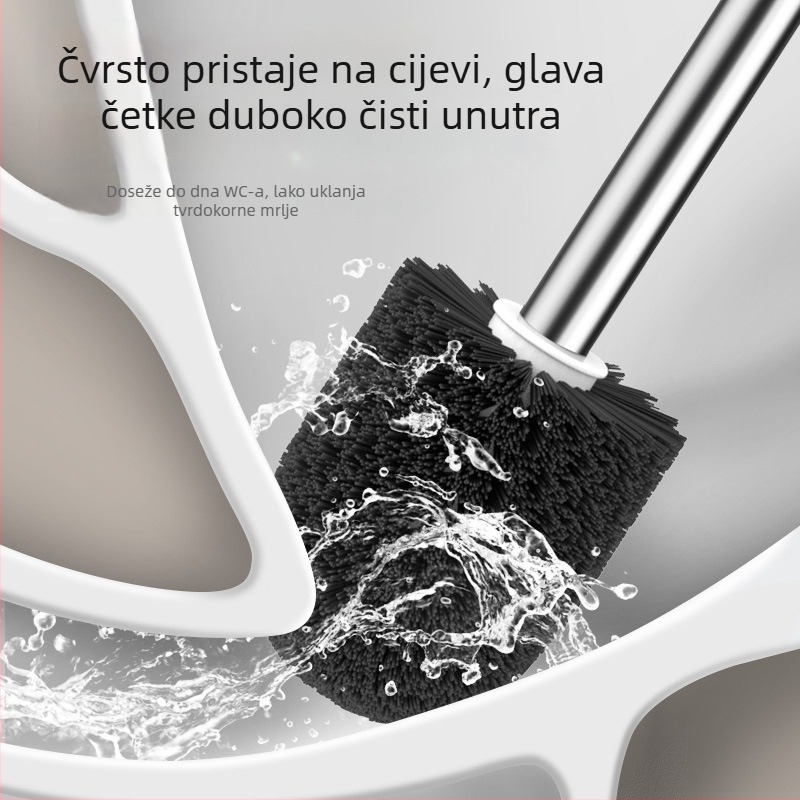 Set četke za WC s bazom i dugom ručkom, bez mrtvih kutova (plastika; uključuje 2 četke i 2 baze)