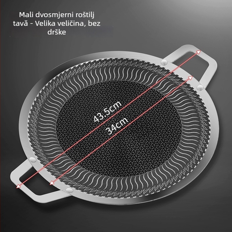 Nerđajući čelična kružna ploča za vanjsko korejsko BBQ, prijenosna, jednostavna za čišćenje, otporna na hrđu, neprijanjajuća, pogodna za plinski canister štednjak, kućno roštiljanje