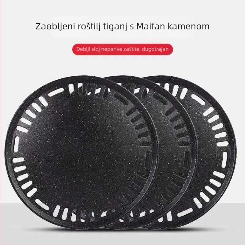 Aluminijska ploča za roštilj s Maifan kamen, neprijanjajuća, korejskog stila, prijenosna