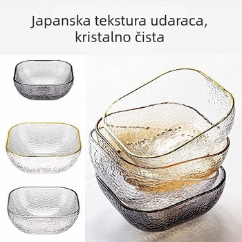 Salatnjak od soda-lime stakla, četvrtastog oblika, jedinstven uzorak, moderan minimalistički stil, nije pogodna za mikrovalnu pećnicu.