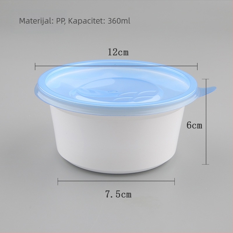 Jednokratna plastična zdjela, prehrambene kvalitete, mikrovalno sigurna, nepropusna s poklopcem.
