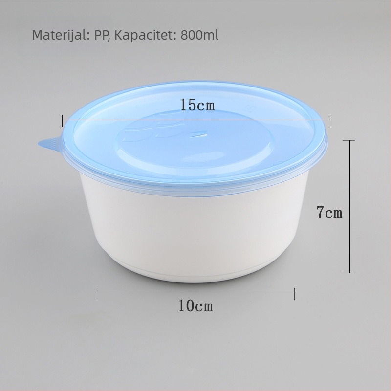 Jednokratna plastična zdjela, prehrambene kvalitete, mikrovalno sigurna, nepropusna s poklopcem.