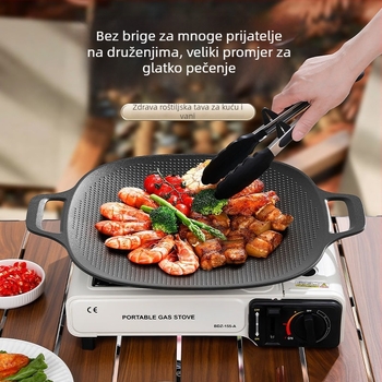 Vanjski kamp roštilj tiganj – Korejski BBQ Teppanyaki, legura, kvadratni oblik, indukcijski kompatibilan, elektroforetski premaz, sklopivi