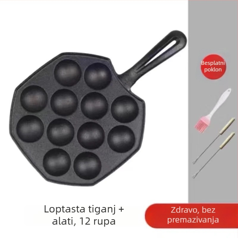 Takoyaki tiganj od lijevanog željeza bez premaza, okruglog oblika, porijeklo: Hebei Xingtai