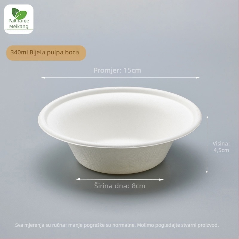 Jednokratna biorazgradiva zdjela od celuloze s oblikom šalice šešira od slame, zapremina 340–350 ml, debljina 1 mm, moguć ispis loga, prilagodba, pogodna za deserte, jogurt i voćne salate