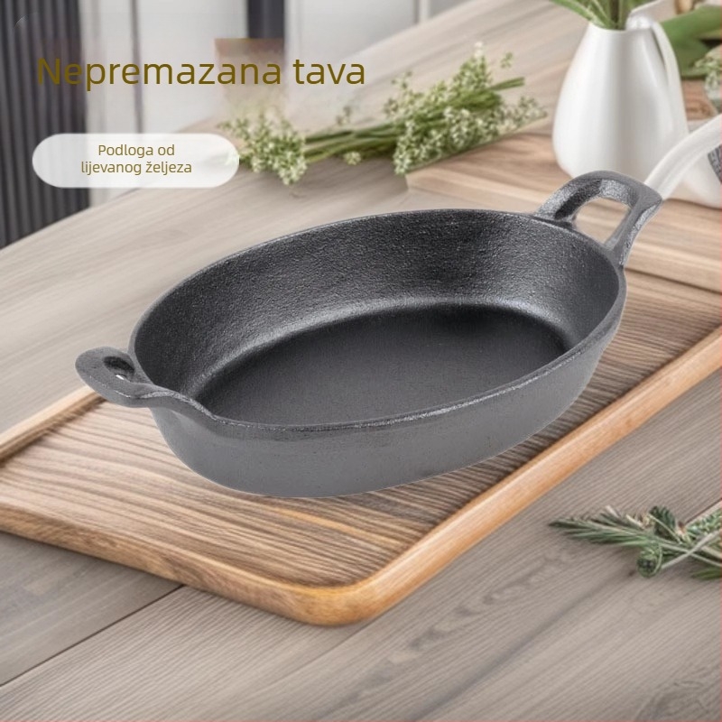 Toler lijevano željezna ravna tiganj bez premaza, model 19.5-30, dno od lijevanog željeza, tijelo od sirovog željeza, dubina 3-4.5 cm