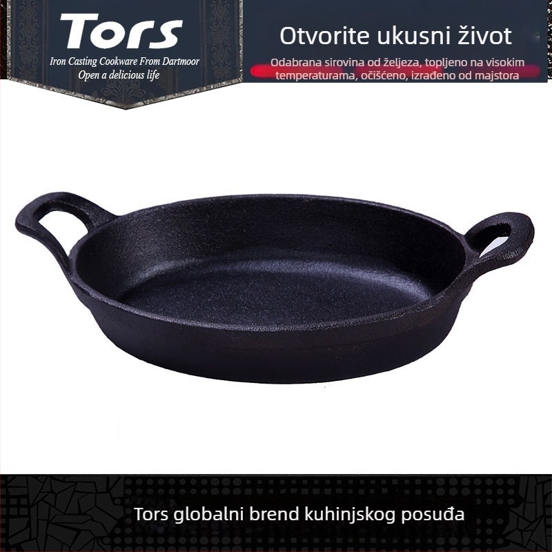 Toler lijevano željezna ravna tiganj bez premaza, model 19.5-30, dno od lijevanog željeza, tijelo od sirovog željeza, dubina 3-4.5 cm