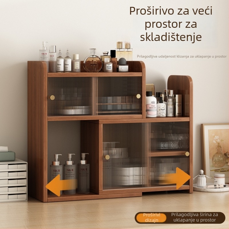 Stolni skladišni stalak s 4 etaže, vertikalni ormar u japanskom stilu za držač za šalice za kavu i čajne dodatke, konstrukcija od gustoće ploče